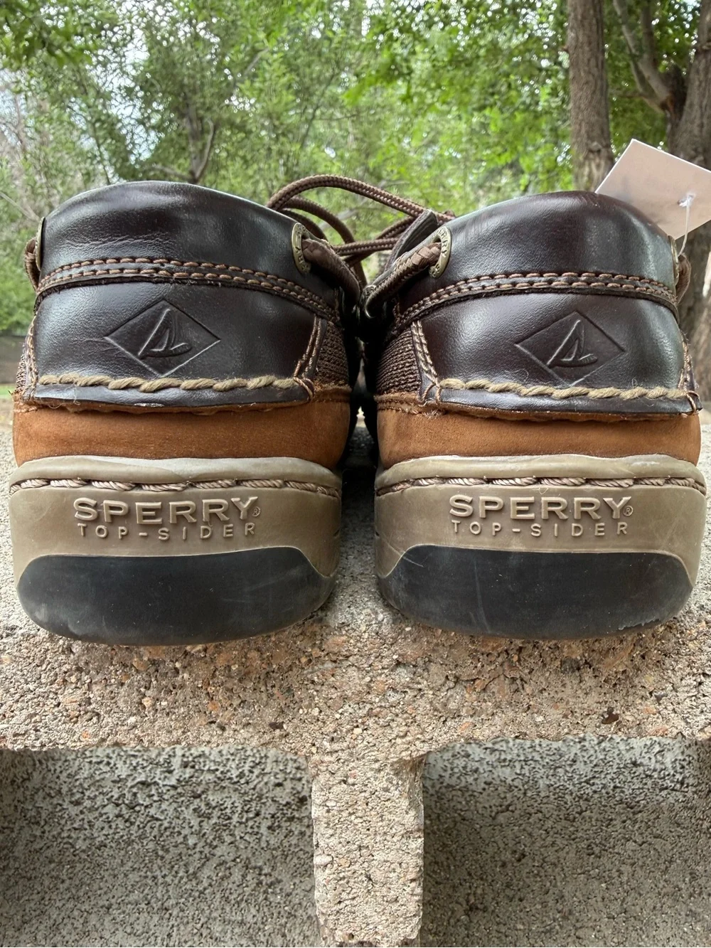 Sperry Men's Tarpon 2-Eye Boat Shoe in Brown/Buc Brown colorway